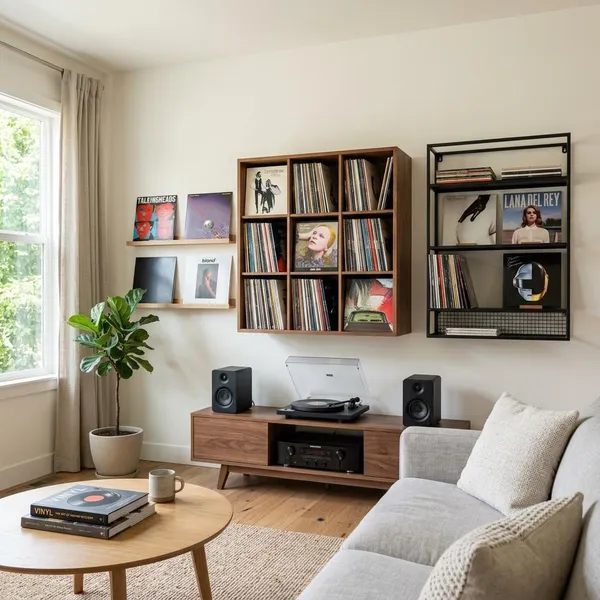 vinyl record display shelf